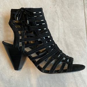 Vince Camuto  black suede cone heels
